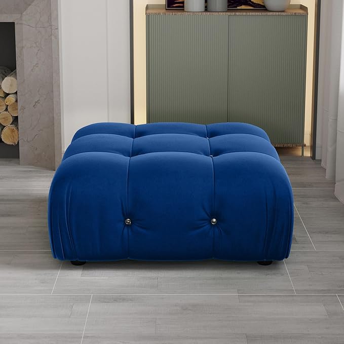 JACH Modern Ottoman Module for Living Room, Minimalist Comfy Breathable Ottoman, Velvet Footstool for Living Room Apartment (Blue)