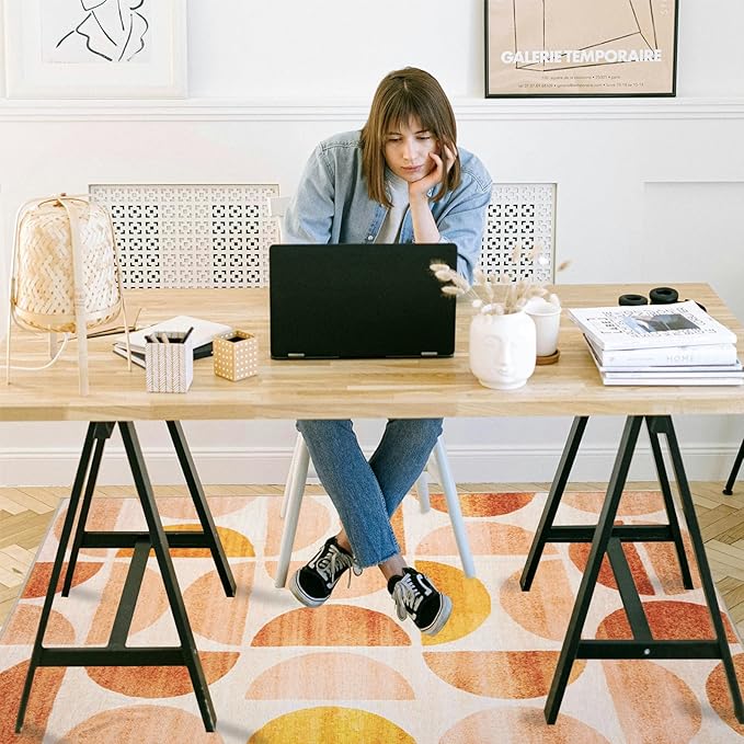 Office Chair Mat for Hardwood Floor, 72"x48" Easy Glide Computer Desk Mat Protector for Rolling Chair Under Desk Rug Nonslip Backing, Machine Wash, (Modern)