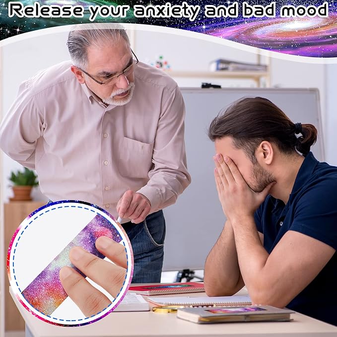 Gersoniel 72 Pcs Anxiety Sensory Stickers Strips Adhesive Textured Mental Health Calm Stickers Mindfulness Fidget Decals Stress Anxiety Relief Items for Therapy Office Desk Counselor(Galaxy)