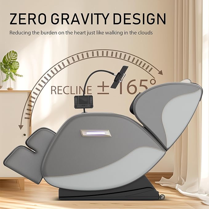 2026 Massage Chair for Full Body 4D Zero Gravity, with Heat Therapy, SL-Track Shiatsu Foot Rollers, Yoga Stretch, Heating Function, for Home Office Use,Black (Gray)