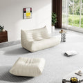 Foam Bean Bag Chairs for Adults,Big Faux Leather Bean Bag Lounger Couches, Modern Sofa,Floor Lazy Sponge Couch for Living Room Bedroom Dorm Office,Cream White