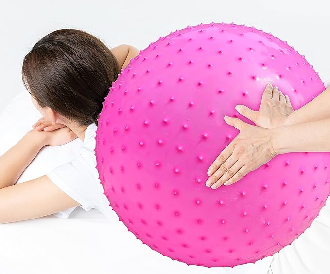 penepico Large Sensory Massage Ball for Kids, 33.5" 85cm 3.1lbs Pink Bouncy Exercise Ball for Toddlers, Big Inflatable Balls with Tactile Spikes, Outdoor Giant Yoga Balls, Large Beach Ball (pink1)