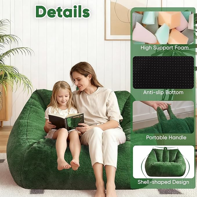 Bean Bag Chairs Large Bean Bag Couch for Adults Stuffed Sofa Chair Comfy Giant Bean Bag Chair with Spacious Design for Reading, Playing or Relaxing
