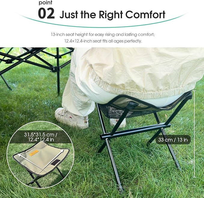 MOON LENCE Collapsible Stool, Compact Folding Stool with Storage Bag, Lightweight Camping Stool Small Portable Seat for Camping, Hiking, Fishing, Gardening, Outdoor Green