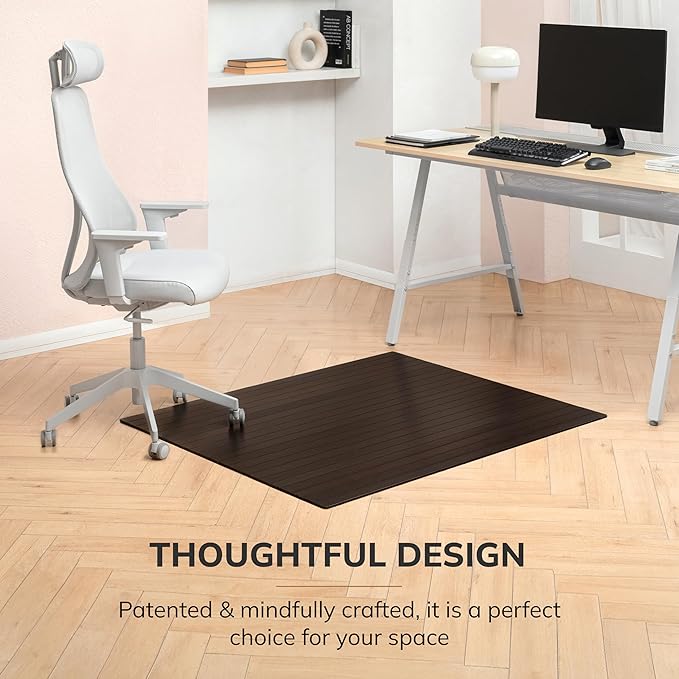 Anji Mountain Office Chairmat Thickest & Sturdy Bamboo Chairmats Highly Premium Quality Anti-Slip Heavy Duty for Multi-Purpose Hardwood Floor Office & Home Floor Protector Office Chair mat-5mm Thick