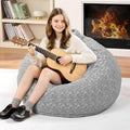 2FT Bean Bag Chair,Giant Bean Bag Chairs for Adults,Big Bean Bags with Memory Foam Filled, Large Beanbag Chairs with Chevron Plush Cover-Light Grey
