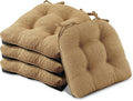 Basic Beyond Chair Cushions for Dining Chairs 4 Pack, Chair Cushion with Ties and Non Slip Backing, 15.5 x 15.5 inches Tufted Chair Pads for Dining Chairs(Taupe)