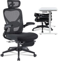 FLEXISPOT Foldex Ergonomic Office Chair, Folding Chair for Small Spaces with Lumbar Support, Flip-up Armrests, 3D Headrest, Desk Chairs with Footrest for Work,Video Game (Foam Black)