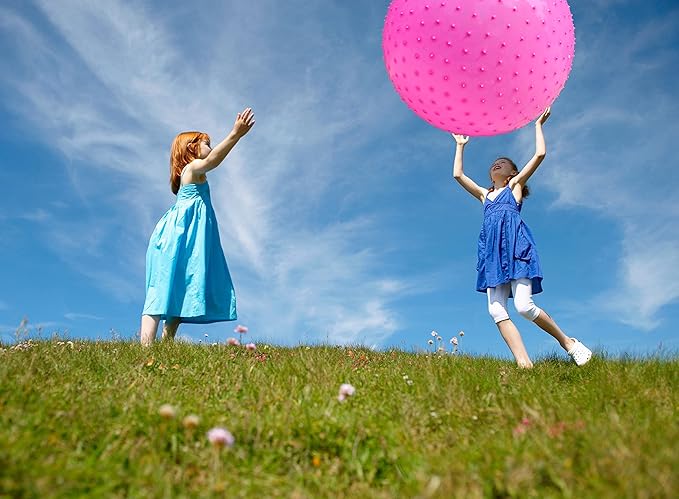 penepico Large Sensory Massage Ball for Kids, 33.5" 85cm 3.1lbs Pink Bouncy Exercise Ball for Toddlers, Big Inflatable Balls with Tactile Spikes, Outdoor Giant Yoga Balls, Large Beach Ball (pink1)