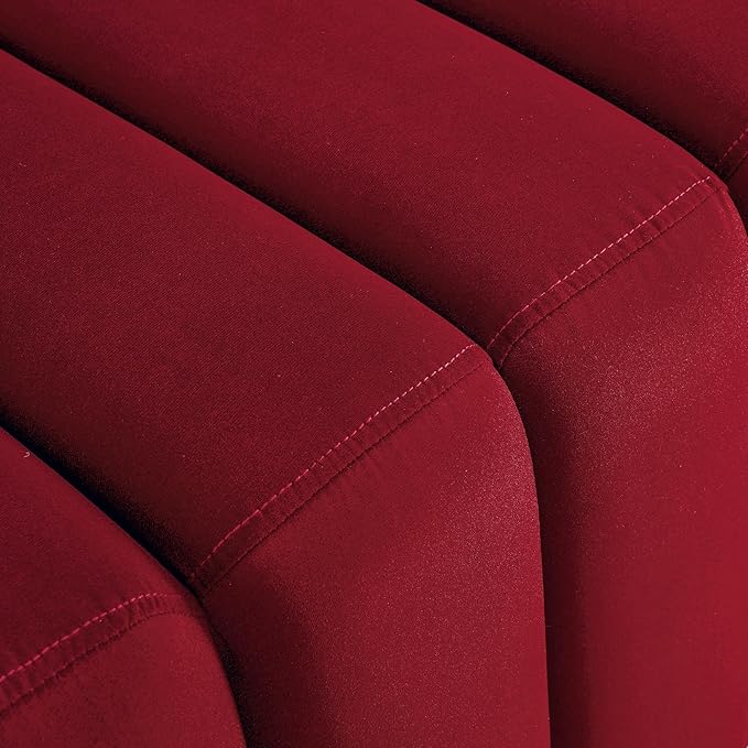 MCombo Waiting Room Benches, Guest Reception Lobby Chairs for Salon, Velvet Upholstered Ottoman for Bedroom Entryway 4698 (Red)