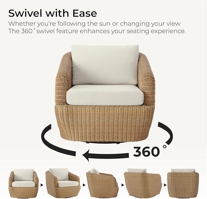 CHITA 8 Pieces Patio Wicker Furniture Set, Outdoor Rattan Bistro Set with Removable Thickened Cushions, Fully Assembled