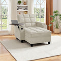 oaaktu Single Modern Comfy Upholstered Chaise Lounge Sofa Chair with Rotating Side Table,Storage,Pillow,USB Charging Ports and Adjustable Backrest Perfect for Living Room, Small Spaces (Beige)