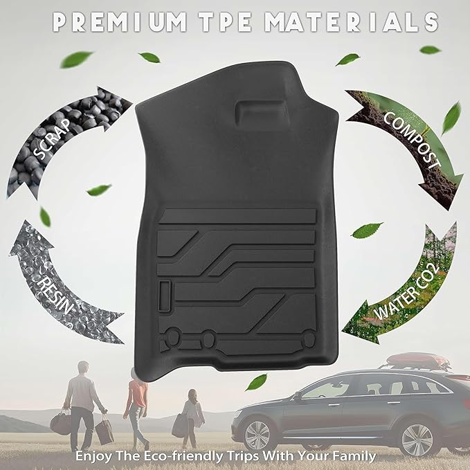 KARPAL Floor Mats for Ram 1500 Crew Cab 2002-2008(Quad Cab), 2500/3500 Crew Cab 2003-2009(Quad/Extended Cab), TPE All-Weather Floor Liners 1st & 2nd Row Car Mats, Ram Accessories