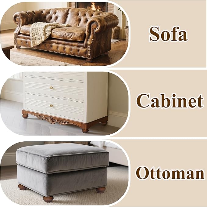 AORYVIC Furniture Legs, Wood Sofa Legs, Turned Couch Legs, MCM Round Furniture Feet for Dresser, Sideboard, Recliner, Coffee Table (Dark Brown, 2 inch)