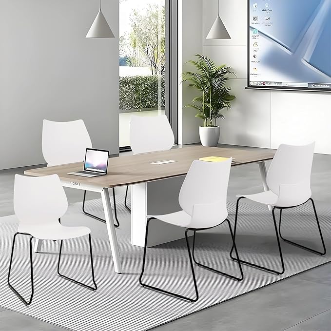 Stacking Chairs Set of 12, Stackable Waiting Room Chairs, Conference Chair with Back & Church Chairs No Wheels with Metal Legs, Suitable for Offices Conference Training Waiting Room, White