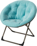 Oversized Soft Saucer Chair for Bedroom, Living Room, Dorm – Collapsible Accent Lounge Chair with Sturdy Metal Frame, Ultra Comfy for Adults, Teens & Kids – Blue