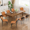 YaFiti Dining Chairs Set of 8, Mid Century Modern Dining Room and Kitchen Chairs, Upholstered PU Leather Chairs with Walnut Bentwood and Metal Legs, Orange