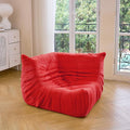 N&V Fireside Corner Chair, Mid Century Armless Floor Sofa, Soft Premium Corduroy Floor Lounge Chair, Foam Sofa Accent Chair for Living Room Bedroom and Office (Red)