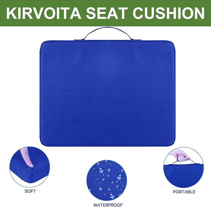 Kirvoita Multi-Functional Stadium Seat Cushions 2 Pack, Waterproof Oxford Filled with High Resilence Sponge, for Any Outdoor Events Use (Blue)