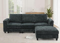 Lesofair 87" Chenille Sectional Sofa with Movable Ottomans, Modular L-Shape Couch with Cup Holders, Convertible 3 Seater Sofa with Well-Filled Backrest Cushions for Living Room, House, Grey