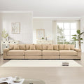 KEIKI 168" Oversized Corduroy Modular Cloud Sectional Sofa with High-Density Foam Cushions, Extra-Thick Armrest, Upholstered Modern 4-Seater Fluffy Corner Couch with 12 Pillow, for Living Room, Camel