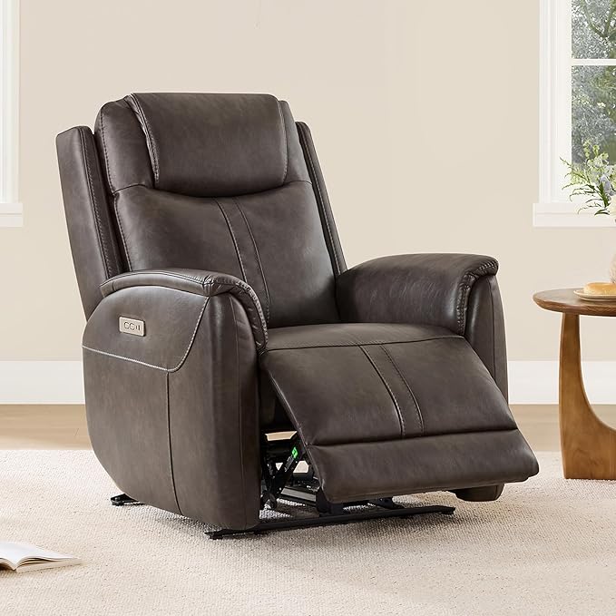 CHITA Power Recliner Chairs for Adults, Electric Leather Super Zero Gravity Recliner with USB & Type-C Charging Ports for Living Room, Bedroom & Home Theater Relaxation, Faux Leather in Chocolate