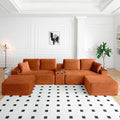 125” Oversized Modular Sectional Sofa, Deep Seat Corduroy Cloud Couch with Cup Holders, USB Ports & Storage Box, Sleeper Sofa Couch Boneless Couches for Living Room, No Assembly Required (Orange)