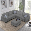 Legend Vansen Oversized Modular Sectional Sofa,6 Seat U Shaped Couch with Ottoman,Corduroy Sofa with Deep Seat,Convertible Large Sectional Couches for Living Room (Grey, L-6)