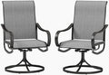 PHI VILLA Patio Swivel Dining Chairs Set of 2, Outdoor Chair with Textilene Mesh Fabric & Black Metal Frame for All Weather Outdoor Lawn Garden Poolside (Gray)