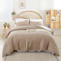 weigelia King Size Comforter Set Taupe Comforter Set 7 Pieces King Comforters Set Bed in a Bag Fluffy Bedding Set with Sheets, Pillow Shams, Pillowcases for All Season