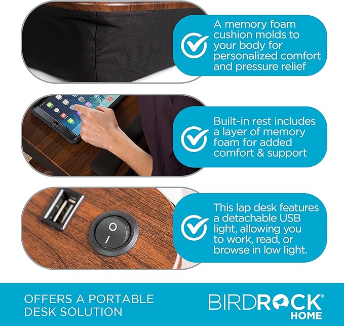 Sofia + Sam Memory Foam Lap Desk with USB Light (5035)