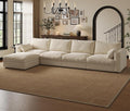 Cloud Modular Sectional Sofa Couch with Storage Ottoman, 128" Oversized Sectional Couches for Living Room, Cloud Modular L-Shaped Sofa with Chaise, 5 Seater, Chenille, Beige