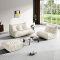 Foam Bean Bag Chairs for Adults,Big Faux Leather Bean Bag Lounger Couches, Modern Sofa,Floor Lazy Sponge Couch for Living Room Bedroom Dorm Office,Cream White