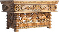 Tribe Azure Fair Trade Small Snow Lion Altar Table, Hand Carved Wooden Table with Majestic Garuda, 16 in x 9 in x 9 in