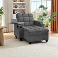 oaaktu Single Modern Comfy Upholstered Chaise Lounge Sofa Chair with Rotating Side Table,Storage,Pillow,USB Charging Ports and Adjustable Backrest Perfect for Living Room, Small Spaces (Dark Gray)