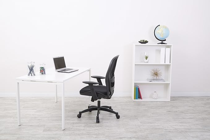Space Seating 23 Series Breathable Mesh Back Adjustable Manager's Office Chair with Padded Mesh Seat and Heavy Duty Gunmetal Finish Base, Black