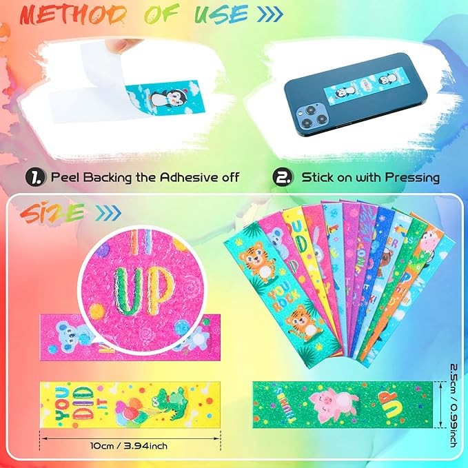 Gersoniel 36 Pcs Anxiety Sensory Stickers Strips Adhesive Textured Mental Health Calm Stickers Mindfulness Fidget Decals Stress Anxiety Relief Items for Therapy Office Desk(Animal Style)