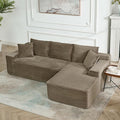 HYJT-H&K Modular Sectional Sofa Cloud Sectional Couch, 95" Comfy Fluffy L Shaped Brown Couches for Living Room, Deep Seat Memory Foam Plush Corduroy Boneless Couch Sectionals Right Facing Chaise Sofa