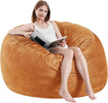 Bean Bag Chairs for Adults - Memory Foam Furniture BeanBag Chair - Kids/Teens Sofa with Soft Micro Fiber Cover - Round Fluffy Couch for Living Room Bedroom College Dorm - 4 ft, Golden Brown