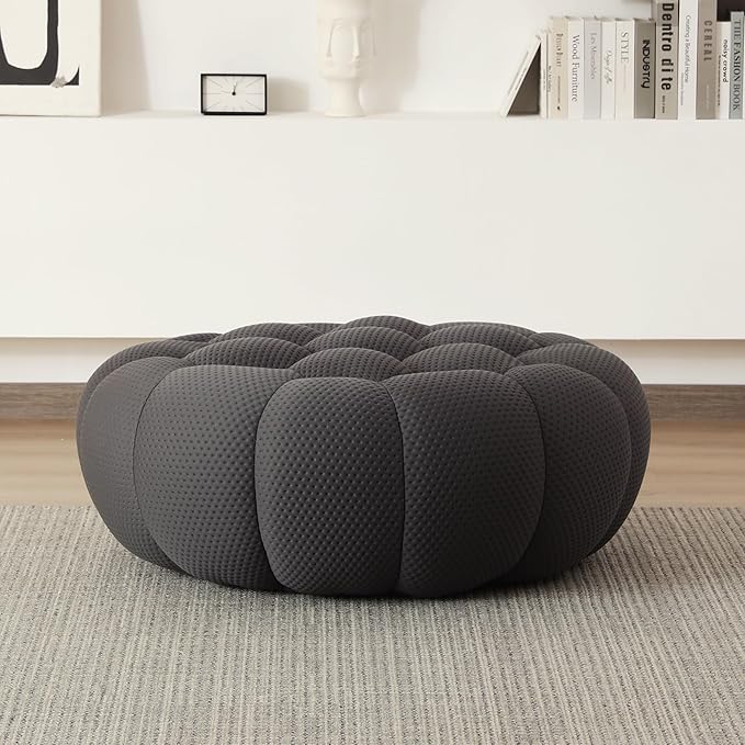 JACH Modern Lazy Floor Ottoman, 41.24'' Bubble Footstool, Upholstered Mesh Fabric Bubble Couch Sofa, 3D Honeycomb Shape Ottoman for Living Room/Office/Apartment/Small Space (Grey)