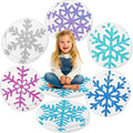 Capoda 12 Pieces Snowflake Carpet Circle Seats - 15.57 Inch Round Floor Mats for Winter Woodland Preschool Kindergarten Elementary Daycare Playroom Reading Room Nursery Bedroom Classroom Seating Rugs