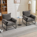 Xifan Modern Comfy Reclining Chair with 6 Angle Adjustable Backrest, Upholstered Accent Chair Fabric Living Room Lounge Chair for Reading Room - Gray, Set of 2