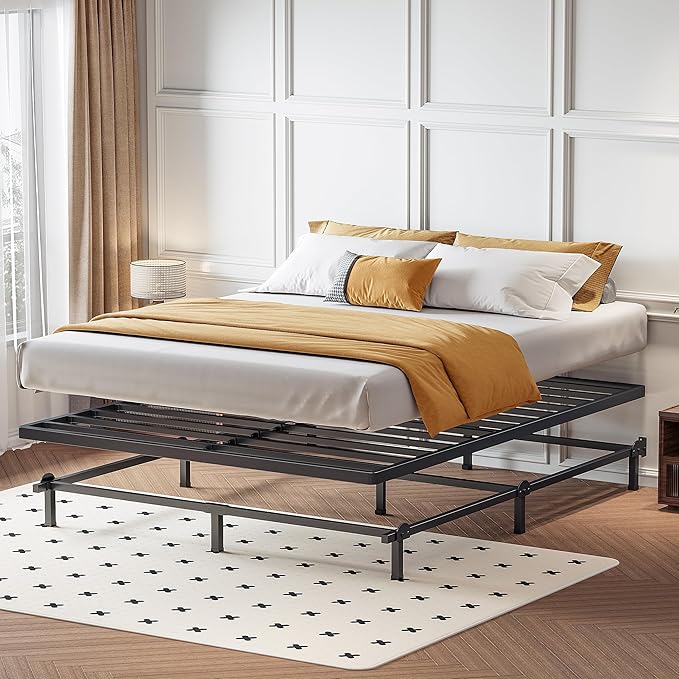 Superay 2 Inch King Box Spring Low Profile, Heavy Duty Metal Box Spring Bed Base, Bunkie Board Bed Slat Replacement, Mattress Foundation, Easy Assembly, Noise Free
