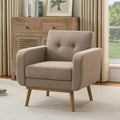 HUIMO Fabric Accent Chair, Mid Century Modern Chair, Button Tufted Living Room Chairs Easy to Install, Upholstered Comfy Sofa Chair for Bedroom Study Office Reading Corner (Brown)