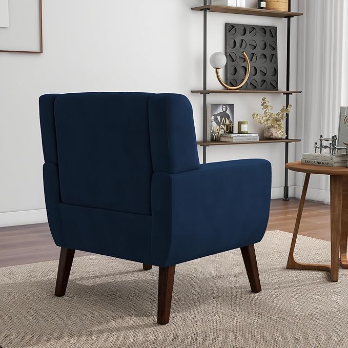 DREAMSIDEA Accent Chair, Modern Velvet Arm Chair for Living Room, Bedroom, Comfy High-Resilient Sponge Reading Chair for Small Spaces （Velvet Royal Blue, Set of 2