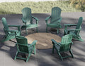 Plawdlik Folding Adirondack Chair Set of 6 with Cup Holder，Wooden Textured ，Heavy All-Weather HDPE Comfortable Set Poolside Backyard Lawn, Green