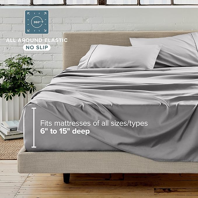 Bare Home Bed-in-A-Bag 5 Piece Comforter & Sheet Set - Twin XL - Goose Down Alternative - Ultra-Soft 1800 Premium Bedding Set (Twin XL, Grey/Light Grey)