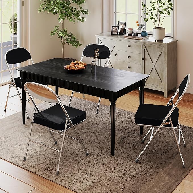 Real Relax Folding Chairs with Padded Thick Seat, Durable Corduroy Fabric, Portable Stackable Commercial Folding Office Chair with Steel Frame for Events Office Wedding Party,650LB,2 Pack,Black