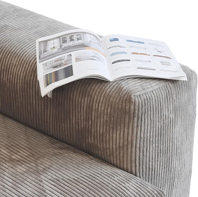 WJShome Modular Sectional Sofa Couch,141.73inch Oversized 3 Seater Sofa,Upholstered with Corduroy Fabric Couches with 5 Pillows,Cushion Covers Removable& Washable