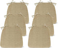 Chair Cushions for Dining Chairs Set of 6, Non Slip Kitchen Chair Pads, 17" x 16" x 2", Indoor Dining Chair Cushions with Ties, D-Shaped Seat Cushions for Kitchen Chairs, Khaki